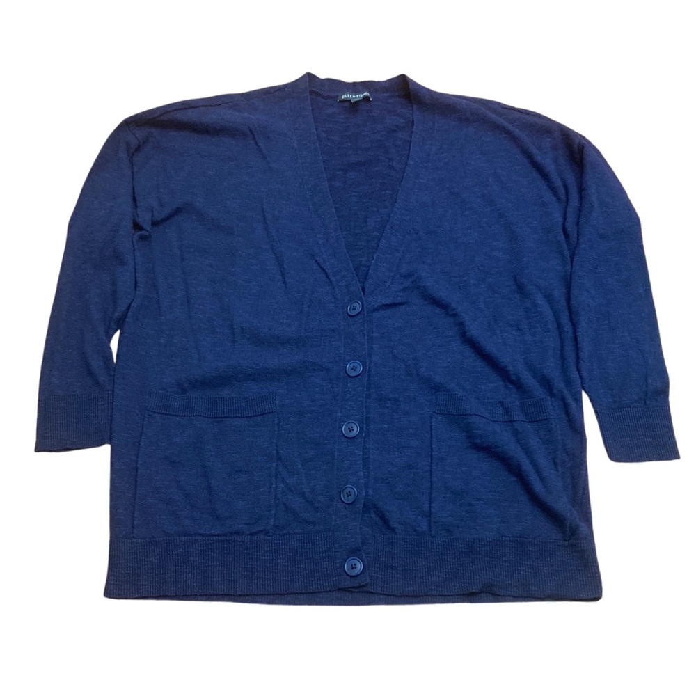 Eileen Fisher Womens Size S Blue Button Front Slub Cardigan Organic Linen Cotton